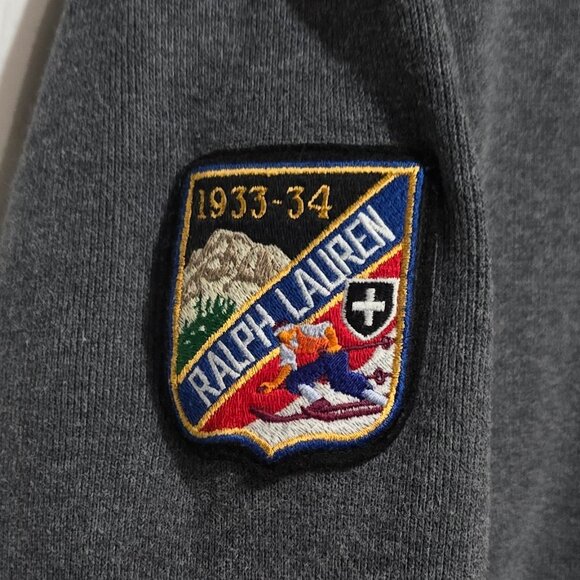 Vtg POLO Embroidered Polo Player 1933-34 Alpine Skiing Patch Pullover - XL* - Picture 5 of 7